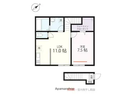 ハーミットクラブハウスMIX三ツ沢下町Ⅱ(1LDK/2階)の間取り写真