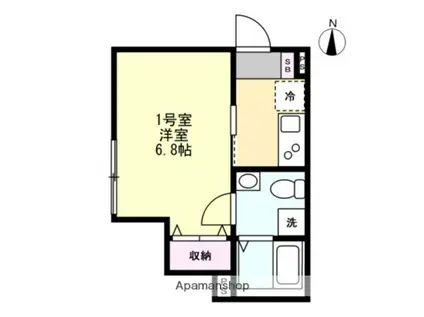 ベイルームキャナル鶴見(1K/1階)の間取り写真