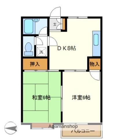 アンジュ壱番館(2DK/2階)の間取り写真