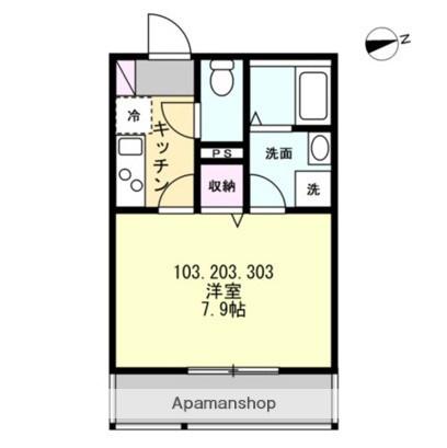 長後Ⅴアパート(1K/1階)の間取り写真