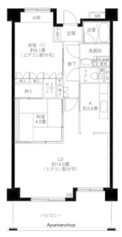 リバーサイド長島(2LDK/4階)の間取り写真