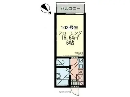 モンステラみのわ(1K/1階)の間取り写真