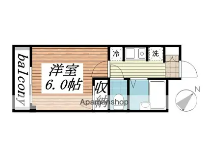 サンハイツ湘南(1K/3階)の間取り写真