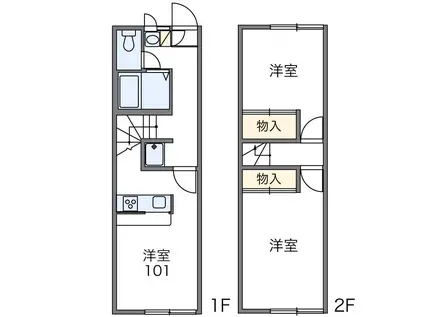 レオパレスさがみ(2DK/1階)の間取り写真