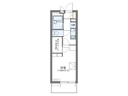 レオパレスヒルズMT八幡(1K/2階)の間取り写真