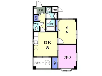 ヒルサイドビュー(2DK/3階)の間取り写真