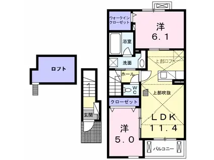 チェリーブロッサム(2LDK/2階)の間取り写真