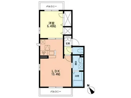 LA PASSERELLE(1LDK/3階)の間取り写真