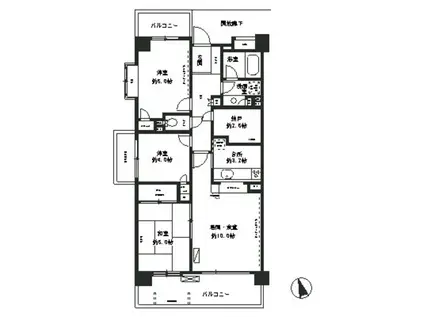 鷺沼パーク・ホームズ ウエストコート(3LDK/2階)の間取り写真