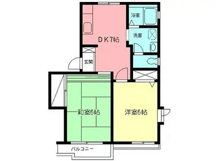 メディオ湘南(2DK/2階)の間取り写真