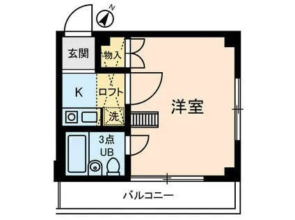 イリス三田(1K/3階)の間取り写真