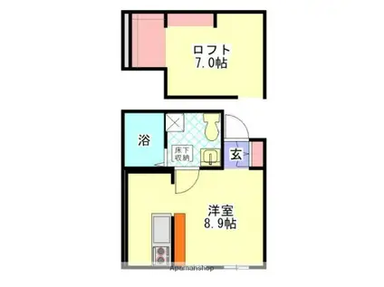 PRINCESSCOURTななつ星(ワンルーム/1階)の間取り写真