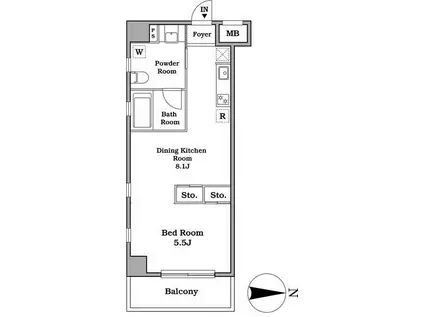 レジディア武蔵小杉(ワンルーム/3階)の間取り写真
