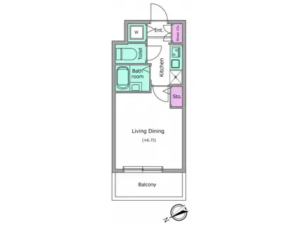 グレイスコート目黒不動前(1K/5階)の間取り写真