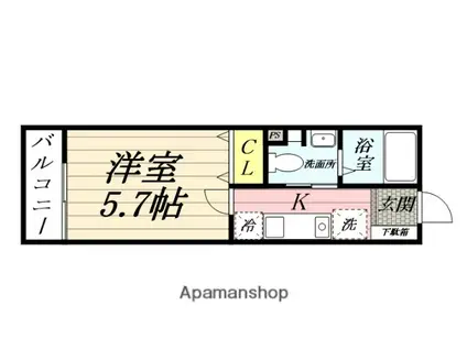 スカイヒルズ鶴ヶ峰(1K/3階)の間取り写真