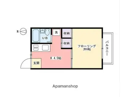 チュベローズ金沢(1K/1階)の間取り写真