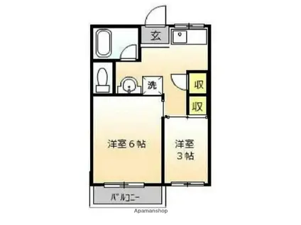 ジュネス富岡(2K/2階)の間取り写真