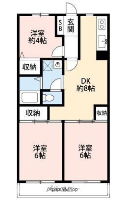 ベルデュール永野Ⅰ(3DK/2階)の間取り写真
