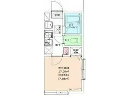 IXIA梶ヶ谷(1K/1階)の間取り写真