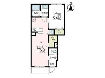 グレース湘南(1LDK/1階)の間取り写真