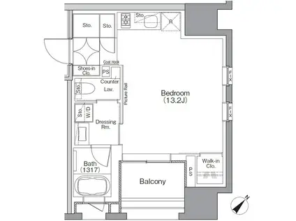 ザ・パークハビオSOHO横浜関内(ワンルーム/7階)の間取り写真