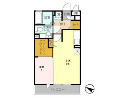 フローラ(1LDK/3階)の間取り写真