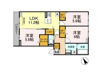 ベリタス相模原(3LDK/3階)の間取り写真