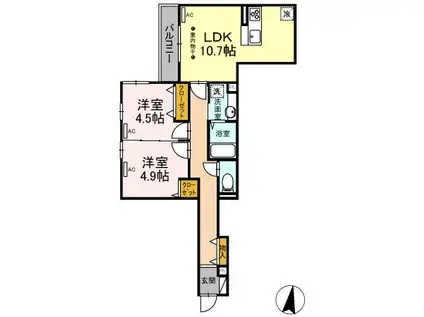 シャトン湘南藤沢(2LDK/3階)の間取り写真