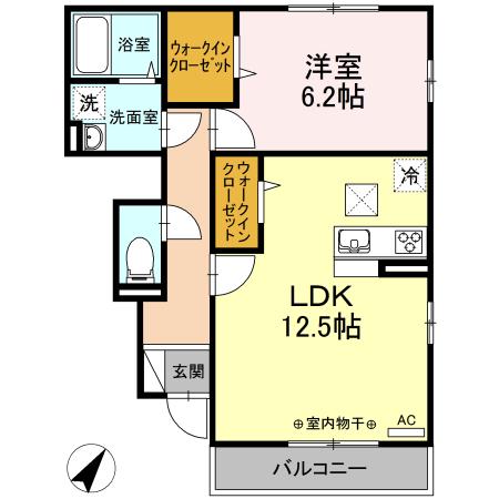 ラマージュ Ⅹ(1LDK/1階)の間取り写真