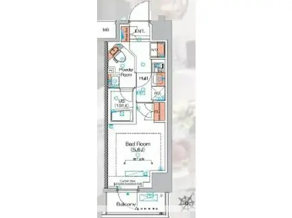 エストゥルース横浜蒔田(1K/9階)の間取り写真