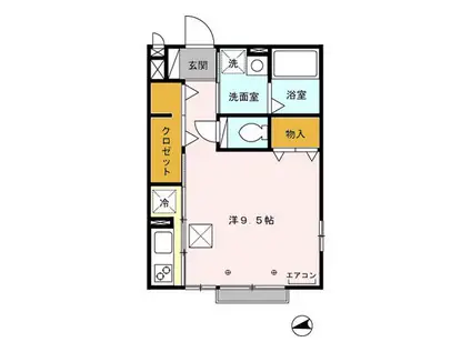 ミストグラス(ワンルーム/1階)の間取り写真