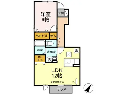 サンコート矢崎(1LDK/1階)の間取り写真