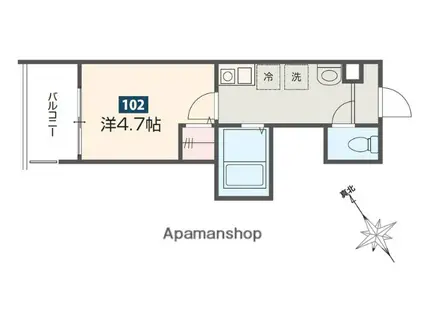 MELDIA相模大野(1K/1階)の間取り写真