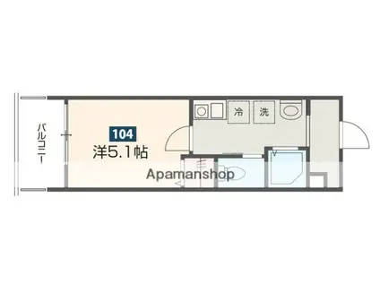 MELDIA相模大野(1K/1階)の間取り写真