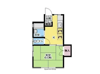 Fコーポ(ワンルーム/1階)の間取り写真