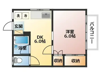 メゾン野比A棟(1DK/2階)の間取り写真