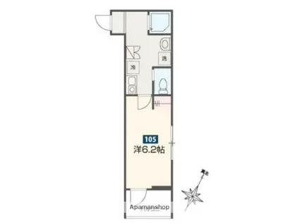 MELDIA小田急相模原Ⅱ(1K/1階)の間取り写真