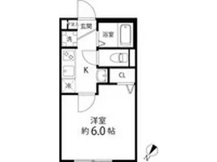 TS CUORE 横浜南太田(1K/2階)の間取り写真