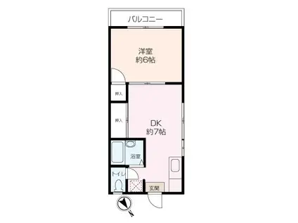 エステートピア馬堀(1DK/2階)の間取り写真