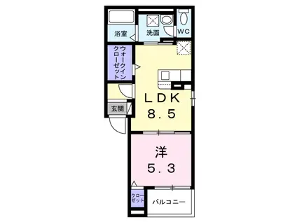 ヴィラ リヴァージュ(1LDK/2階)の間取り写真