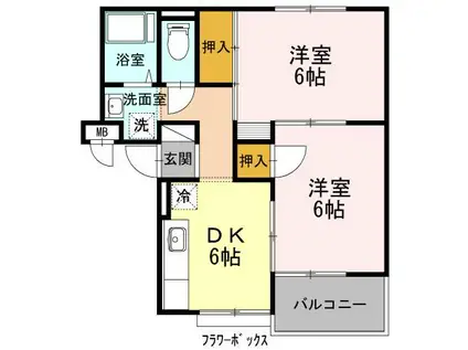 フジスカイマンション(2DK/1階)の間取り写真
