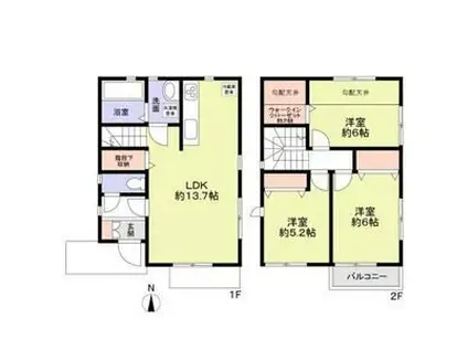 横浜線 淵野辺駅 徒歩23分 2階建 築6年(3LDK)の間取り写真