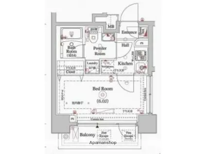 OMNIA横濱阪東橋(ワンルーム/7階)の間取り写真