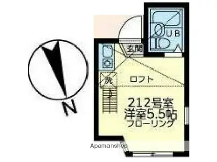 ユナイト南太田ジヴェルニー(ワンルーム/2階)の間取り写真