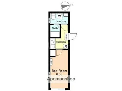 CHUMHANEDA(1K/2階)の間取り写真