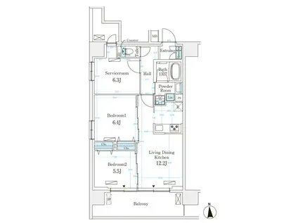 ハビテ本厚木(2SLDK/8階)の間取り写真