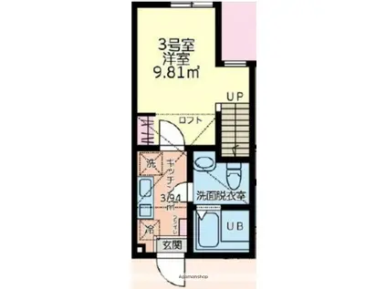ブリックス本厚木(1K/1階)の間取り写真