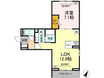 フラクタス南林間(1LDK/3階)の間取り写真