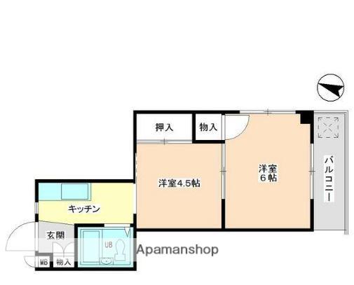 秦ビル(2K/3階)の間取り写真