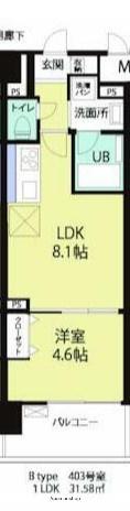 湘南辻堂駅前マンション(1LDK/4階)の間取り写真